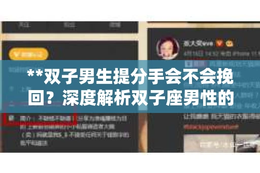 **双子男生提分手会不会挽回？深度解析双子座男性的情感决策**