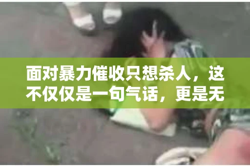 面对暴力催收只想杀人，这不仅仅是一句气话，更是无数借款人内心深处的恐惧。在这个看似光鲜亮丽的现代社会，暴力催收现象却如同毒瘤般蔓延，让人防不胜防。今天，我们就来聊聊这个沉重的话题，揭开暴力催收的冰山一角。