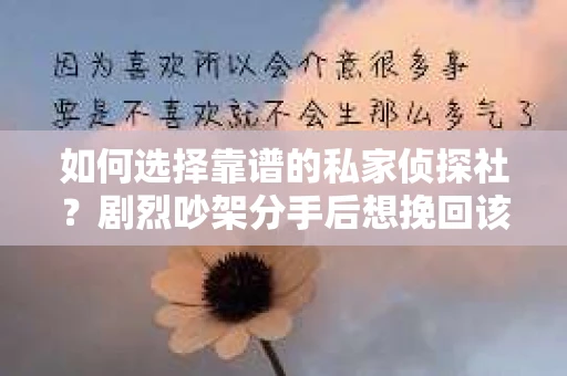 如何选择靠谱的私家侦探社？剧烈吵架分手后想挽回该怎么做？